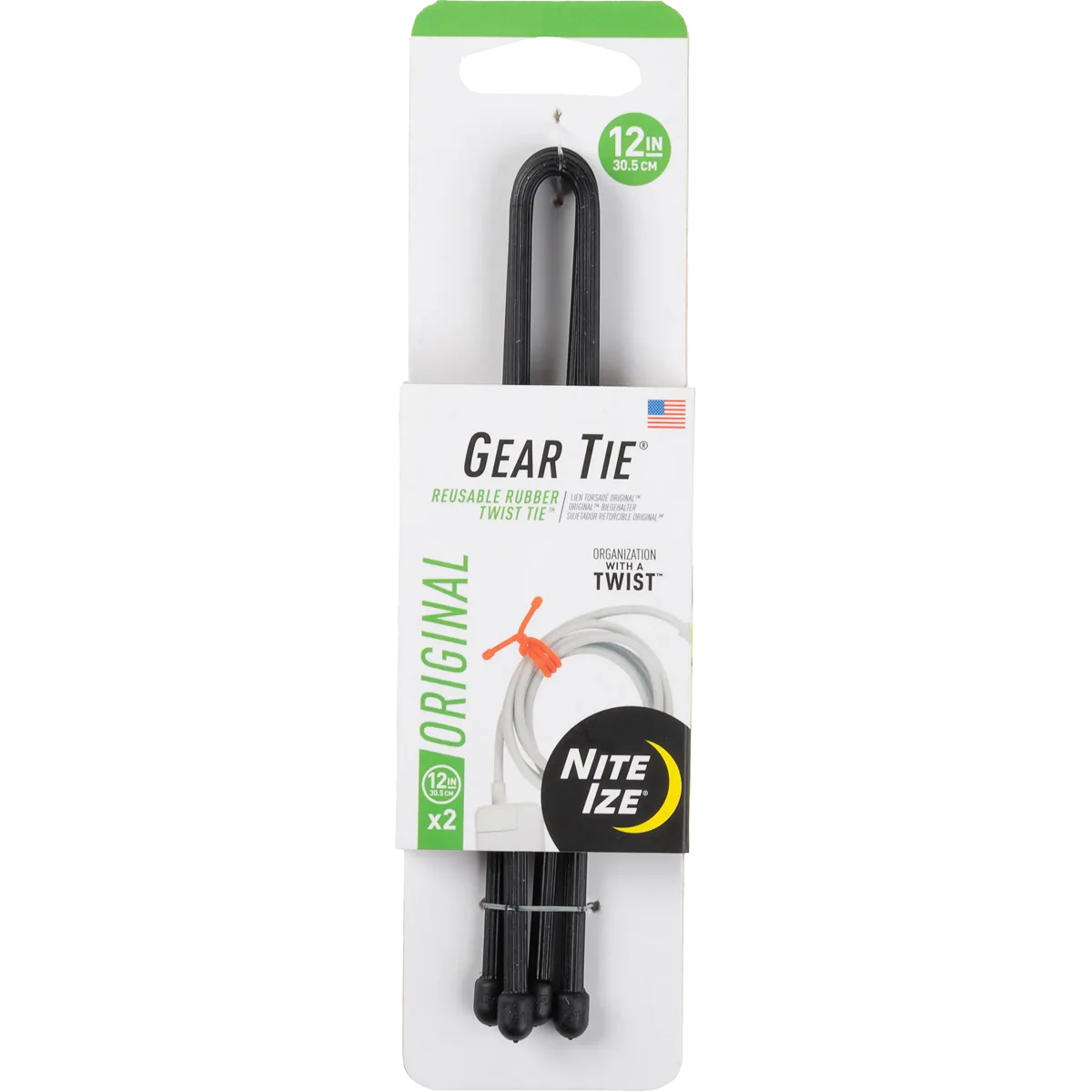 Gear Tie Reusable Rubber Twist Tie 12" - 2 Pack