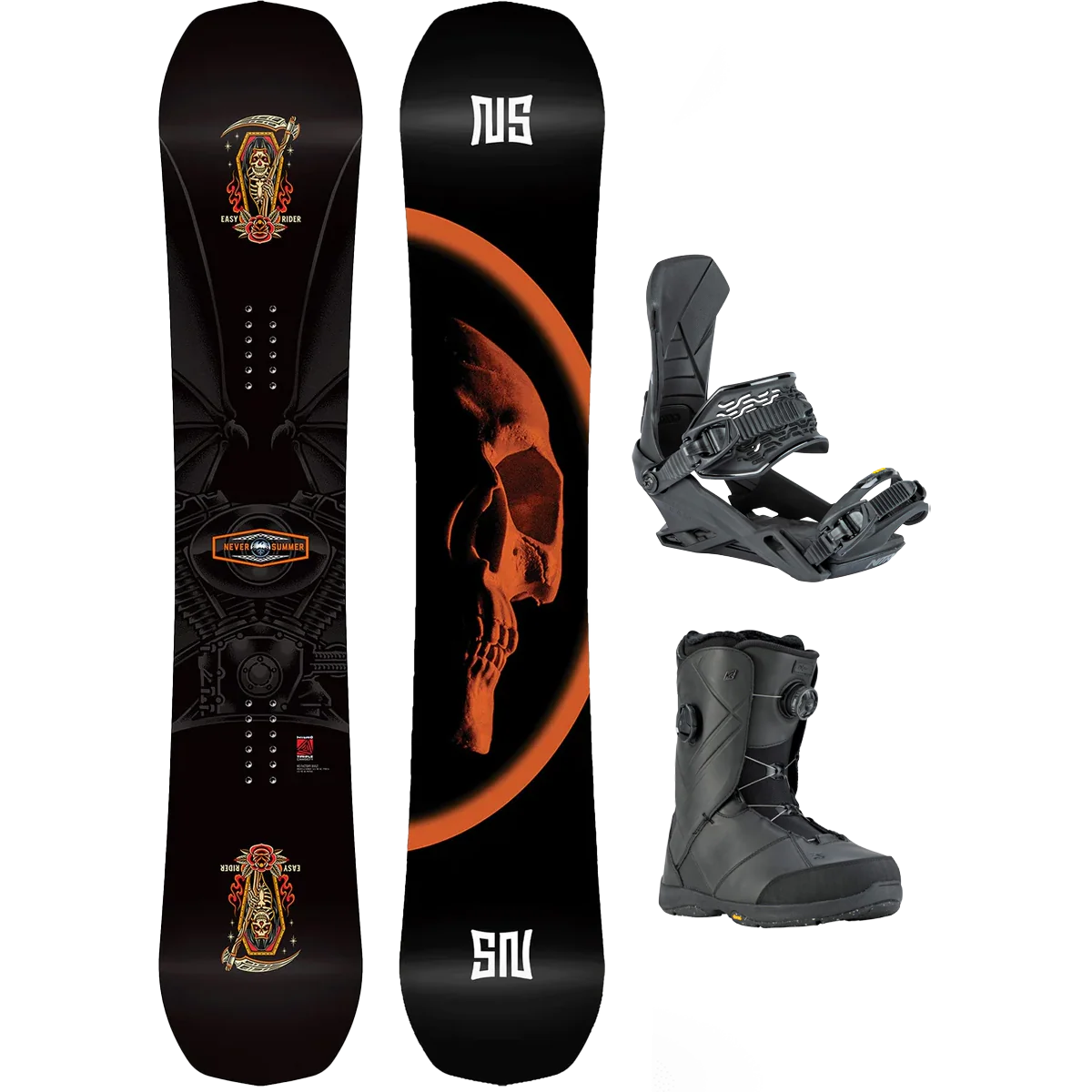 Never Summer Easy Rider Demo Snowboard Package