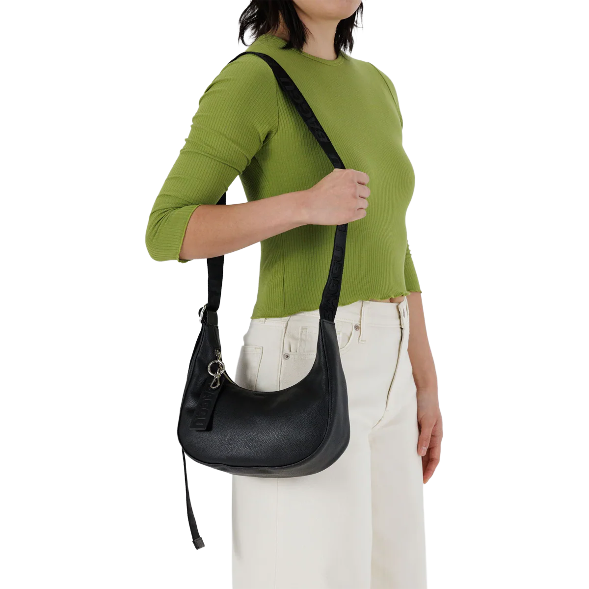 Small Recycled Leather Crescent Bag - Image 2