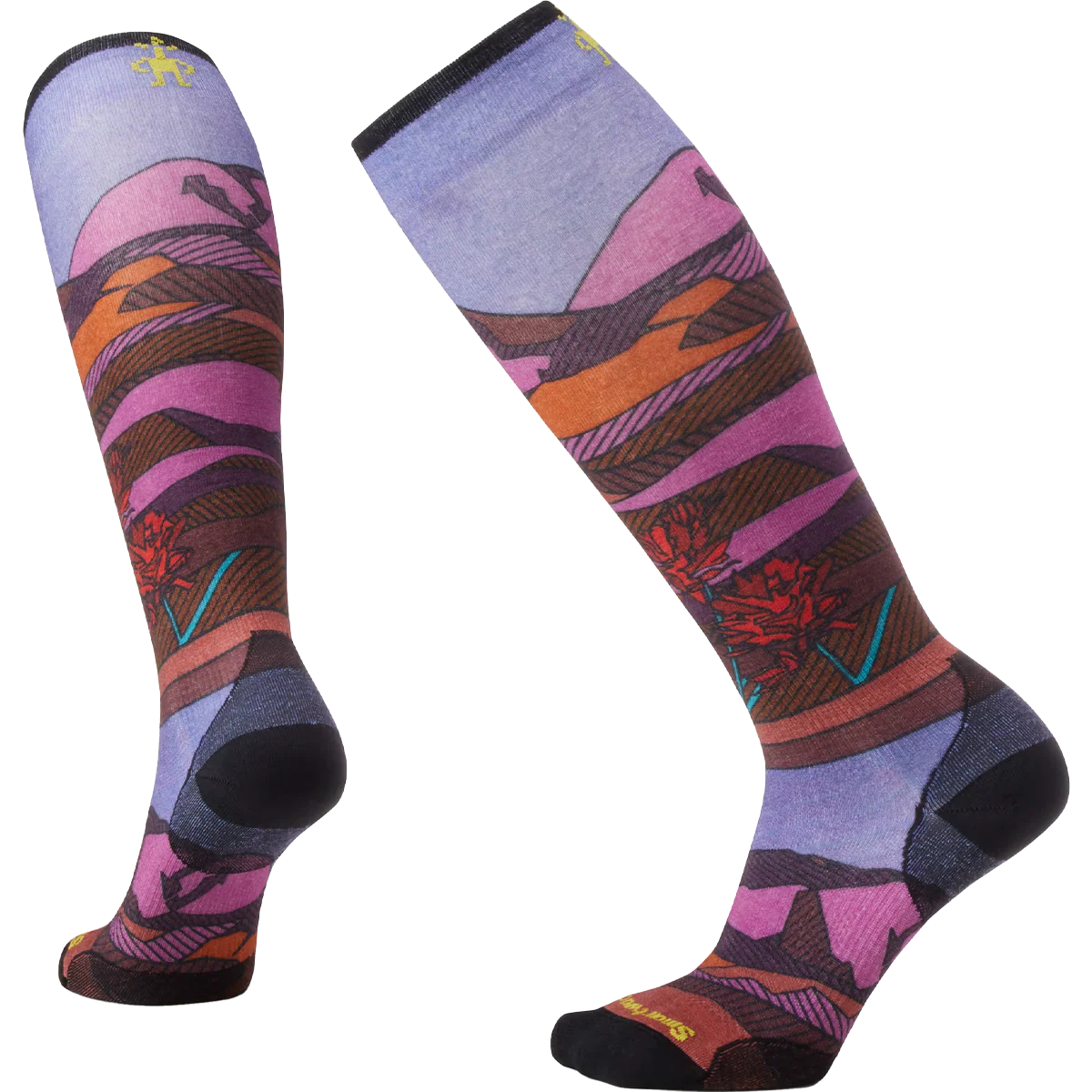 Women's Ski Floral Field Print Over The Calf Socks